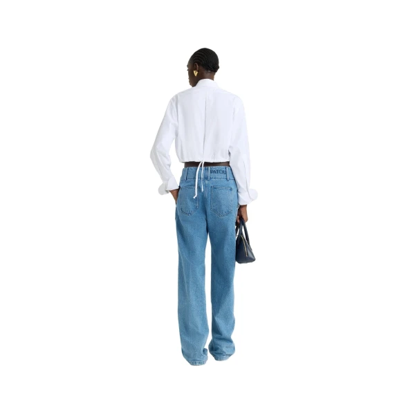 Cropped safari shirt in White organic cotton poplin - Image 3