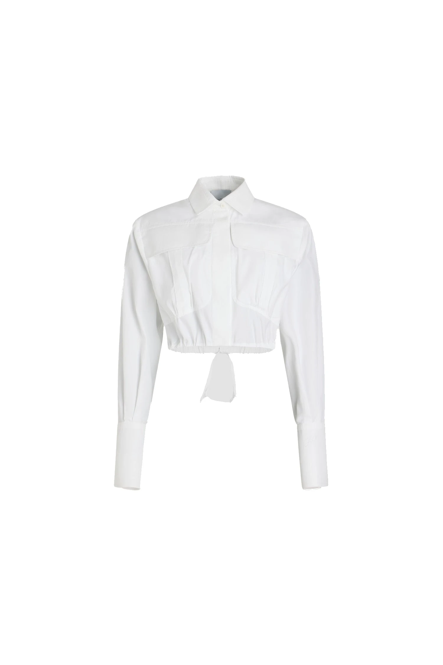 Patou Cropped safari shirt in White organic cotton poplin | Tops | Coveti Patou Cropped safari shirt in White organic cotton poplin