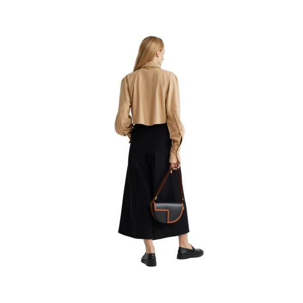 Cropped shirt in Gray Sand sustainable wool blend - Image 3