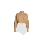 Patou Cropped shirt in Gray Sand sustainable wool blend