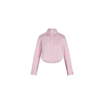 Patou Cropped shirt in Primrose Pink Stripes printed organic cotton poplin