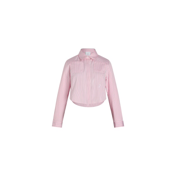 Patou Cropped shirt in Primrose Pink Stripes printed organic cotton poplin
