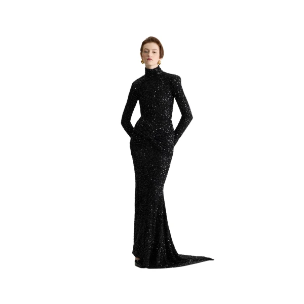 Cut-out back maxi dress in Black sequin - Image 3
