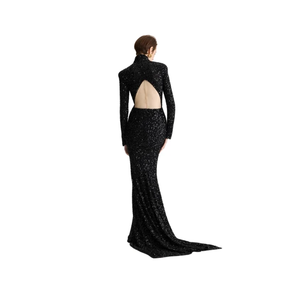 Cut-out back maxi dress in Black sequin - Image 4