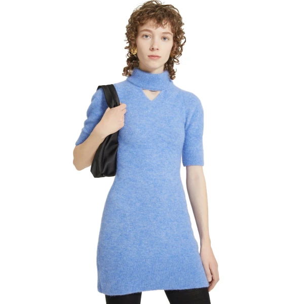 Cut-out mini dress in Alaska Blue sustainable alpaca blend