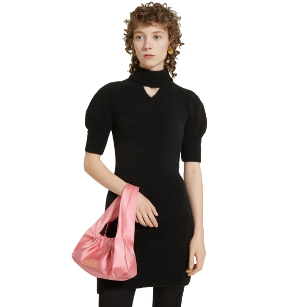 Cut-out mini dress in Black sustainable alpaca blend - Image 2