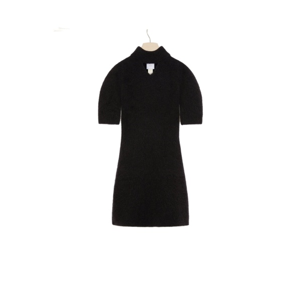 Patou Cut-out mini dress in Black sustainable alpaca blend