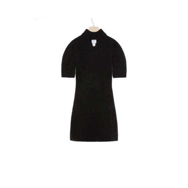 Patou Cut-out mini dress in Black sustainable alpaca blend
