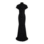 Patou Devoré long dress in Black blended polyester