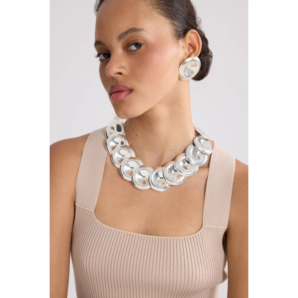 Disc short PM choker necklace in Silver - Image 3