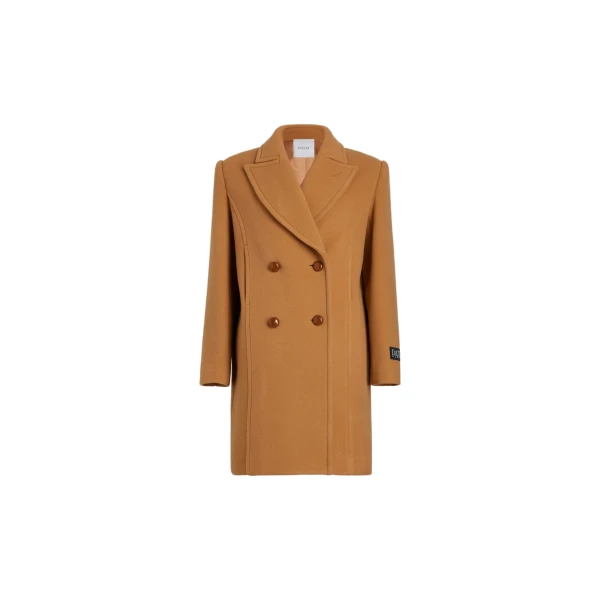 Double-breasted coat in Biscuit wool and cashmere blend