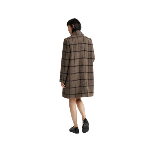 Double-breasted coat in Gray Checkerboard recyled wool blend - Image 3
