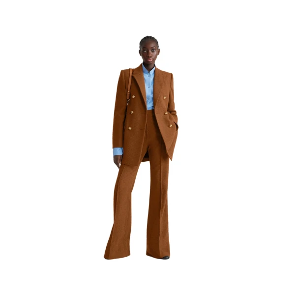 Double-breasted jacket in Autumn Leaf sustainable wool and organic cotton tweed - Image 2
