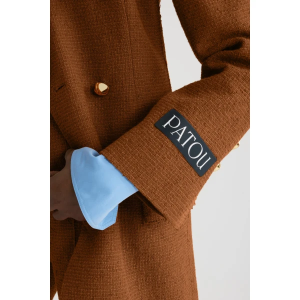 Double-breasted jacket in Autumn Leaf sustainable wool and organic cotton tweed - Image 4