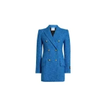 Patou Double-breasted jacket in Victoria Blue sustainable wool and organic cotton tweed