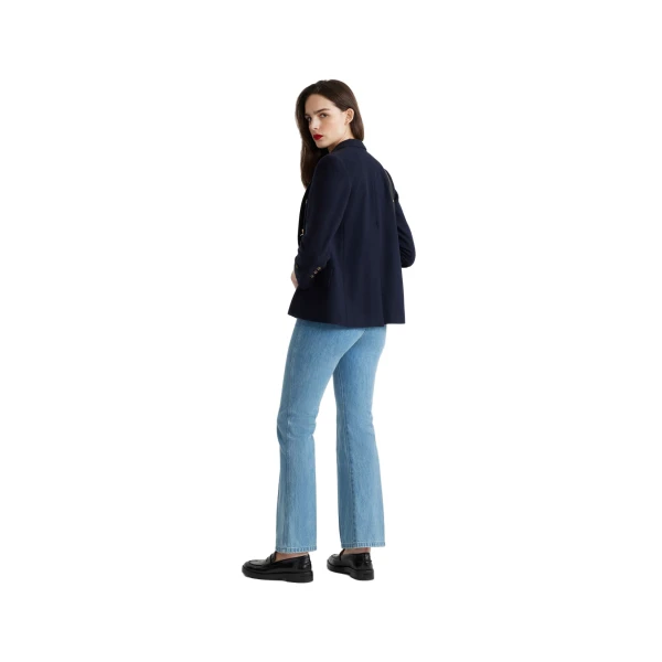 Double-breasted wool and cashmere jacket in Navy - Image 3