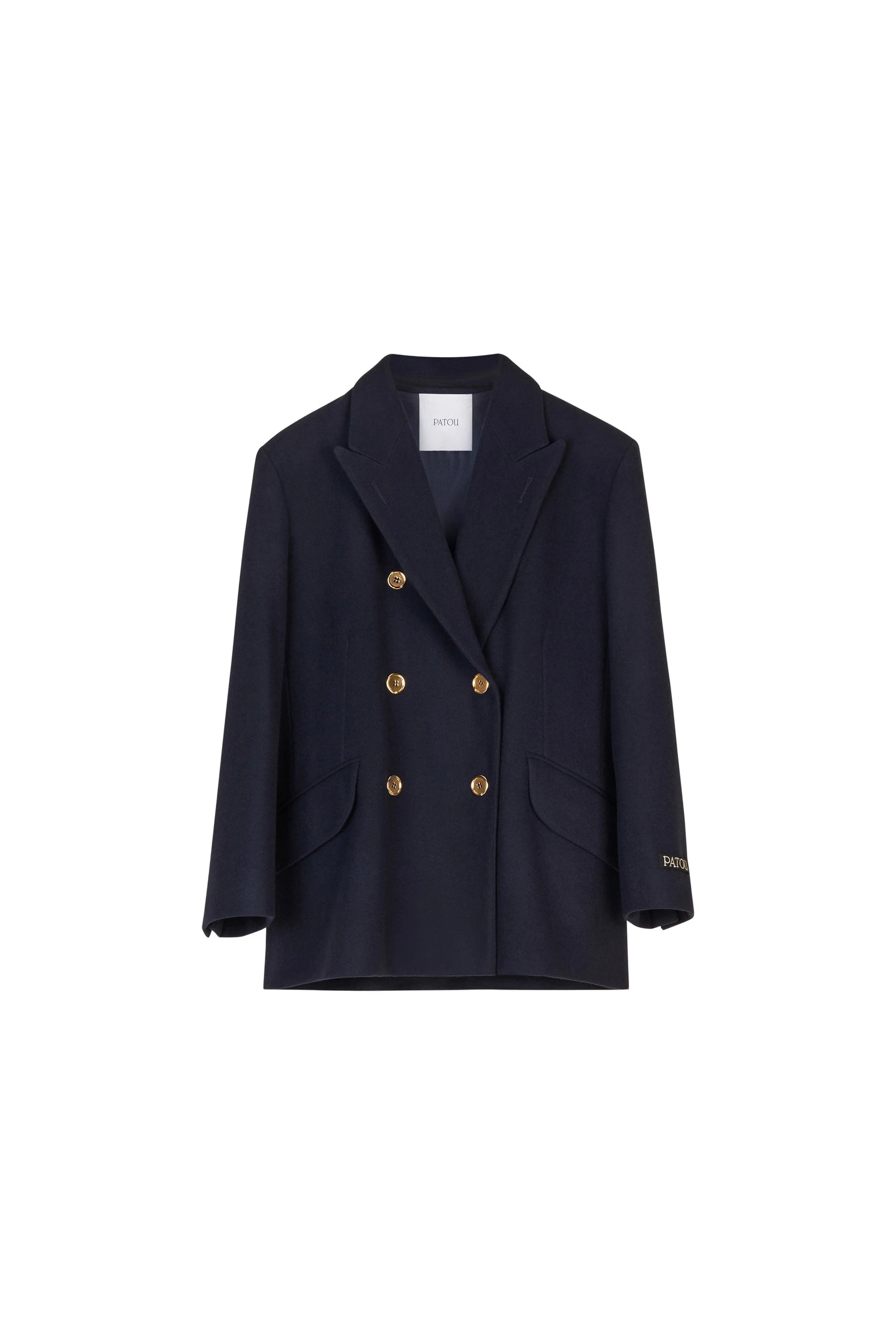 Patou Double-breasted wool and cashmere jacket in Navy | Jackets | Coveti Patou Double-breasted wool and cashmere jacket in Navy