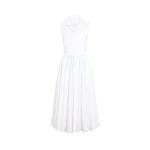 Patou Draped organic cotton midi dress in White