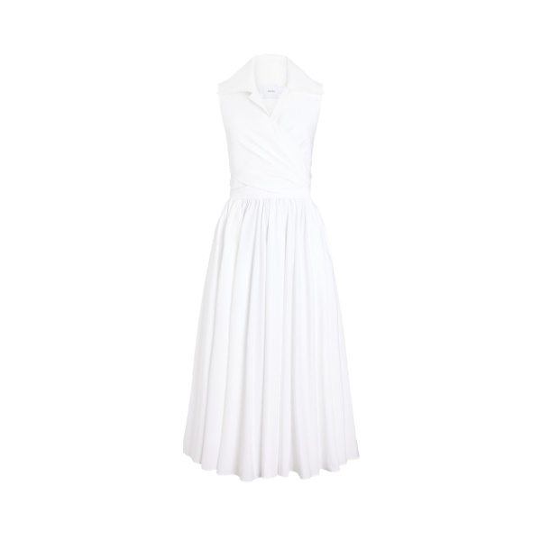 Patou Draped organic cotton midi dress in White