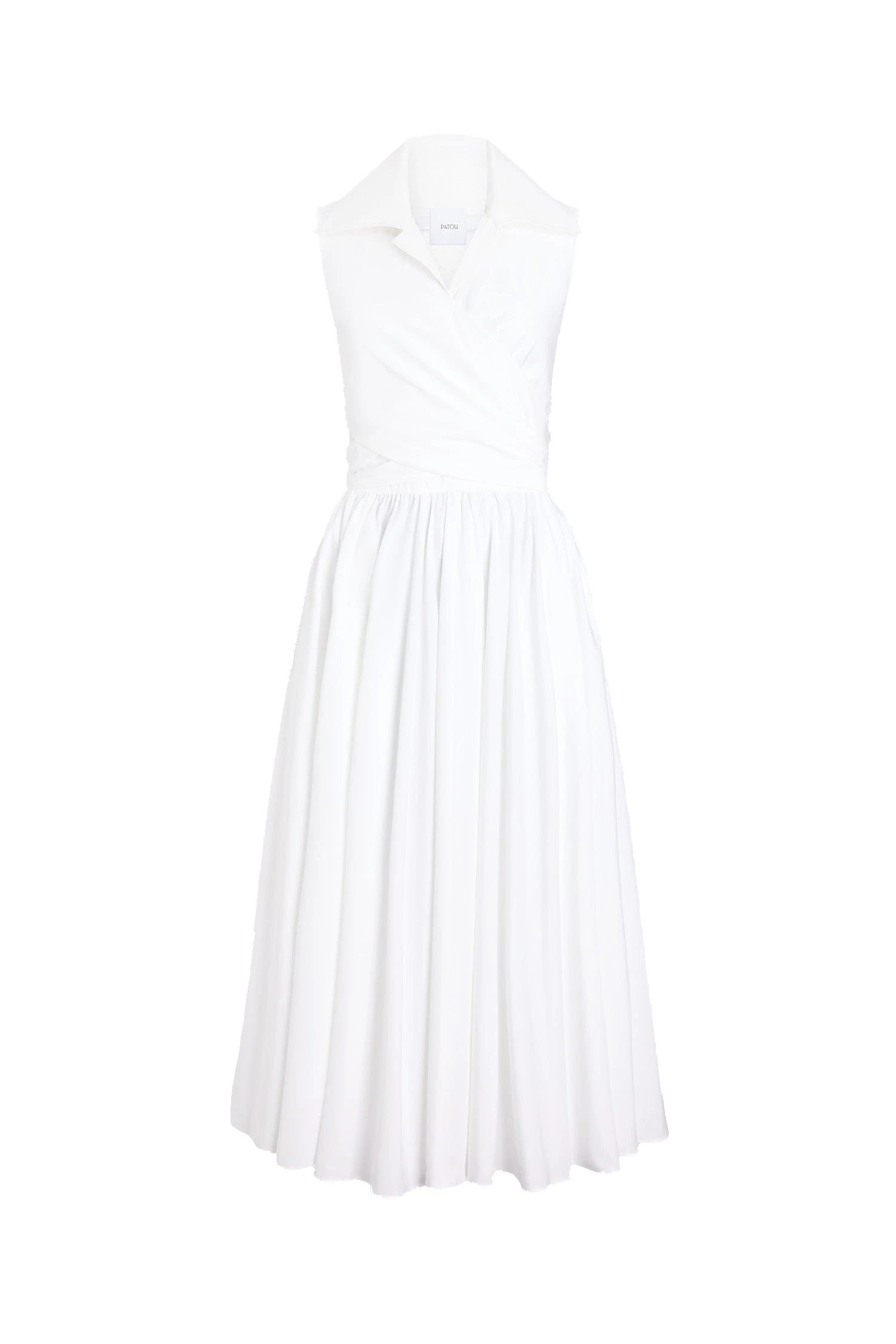 Patou Draped organic cotton midi dress in White | Dresses | Coveti Patou Draped organic cotton midi dress in White
