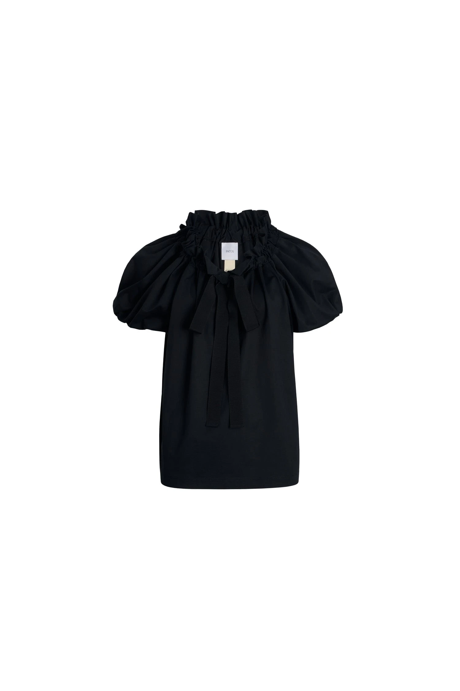 Patou Drawstring t-shirt in Black organic cotton | Tops | Coveti Patou Drawstring t-shirt in Black organic cotton