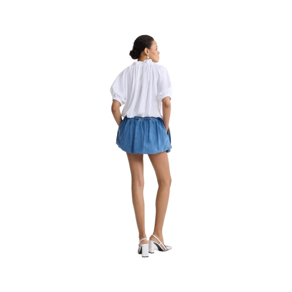Drawstring t-shirt in White organic cotton - Image 3