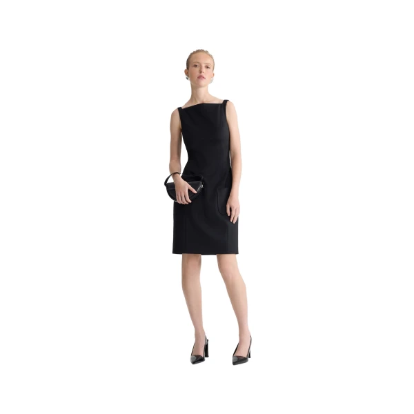 Eco-friendly blended wool strapless sheath dress in Black - Image 2