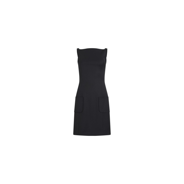 Patou Eco-friendly blended wool strapless sheath dress in Black
