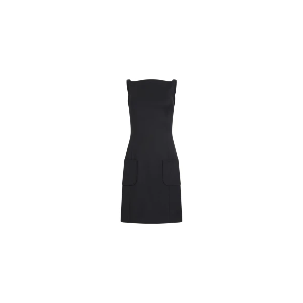Patou Eco-friendly blended wool strapless sheath dress in Black