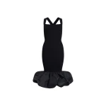 Patou Eco-friendly cotton blend long dress with recycled faille details in Black