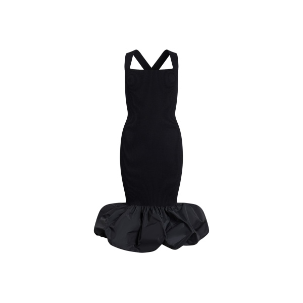 Patou Eco-friendly cotton blend long dress with recycled faille details in Black