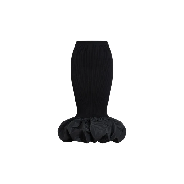 Patou Eco-friendly cotton blend long skirt with recycled faille ruffle detail in Black