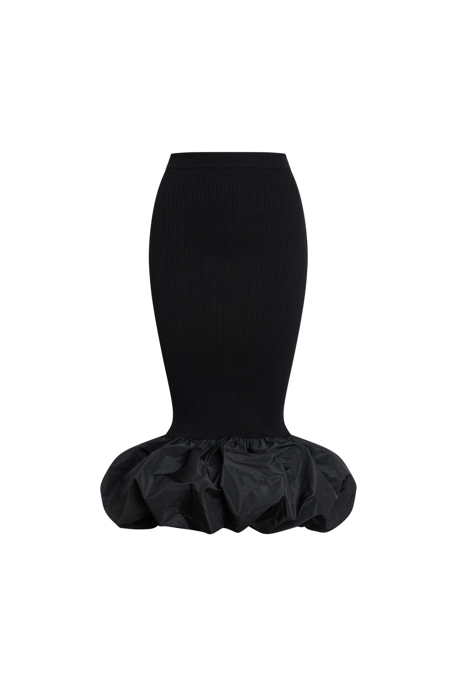 Patou Eco-friendly cotton blend long skirt with recycled faille ruffle detail in Black | Skirts | Coveti Patou Eco-friendly cotton blend long skirt with recycled faille ruffle detail in Black