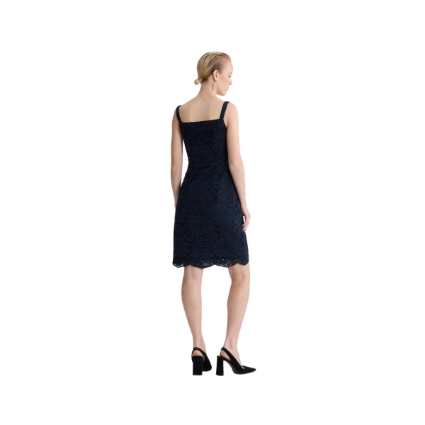 Eco-friendly cotton blend midi sheath dress in Deep Sea Blue - Image 3