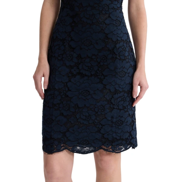 Eco-friendly cotton blend midi sheath dress in Deep Sea Blue - Image 4