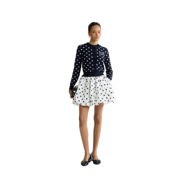 Eco-friendly cotton blend polka dot cardigan in Meteorite Blue - Image 2