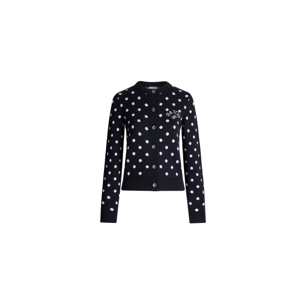 Patou Eco-friendly cotton blend polka dot cardigan in Meteorite Blue
