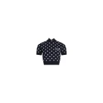 Patou Eco-friendly cotton blend polka dot crop t-shirt in Meteorite Blue
