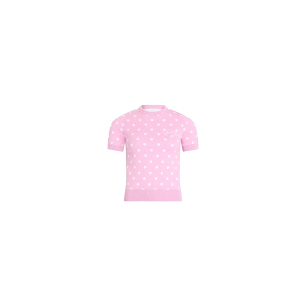 Patou Eco-friendly cotton blend polka dot t-shirt in Candy Pink Polka Dots