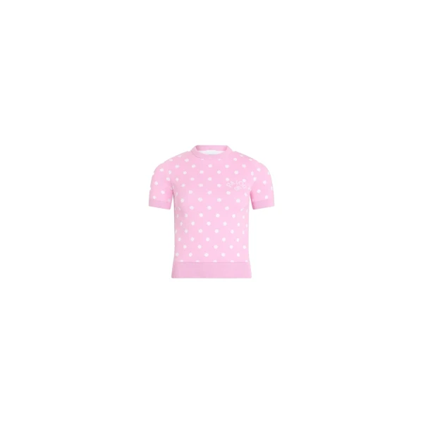 Patou Eco-friendly cotton blend polka dot t-shirt in Candy Pink Polka Dots