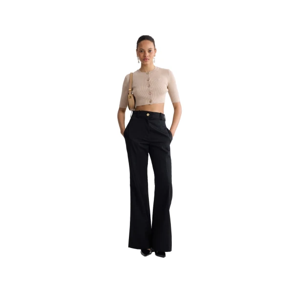 Eco-friendly cotton blend ribbed short cardigan in Dune - Image 2