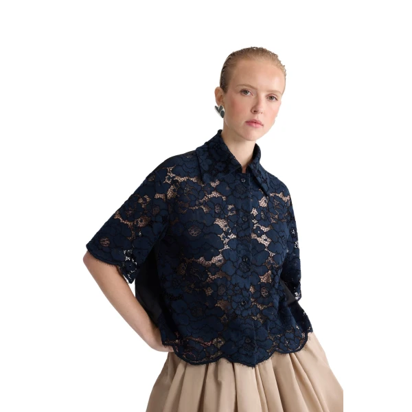 Eco-friendly cotton blend short-sleeved shirt in Deep Sea Blue - Image 5