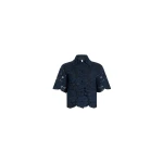 Patou Eco-friendly cotton blend short-sleeved shirt in Deep Sea Blue