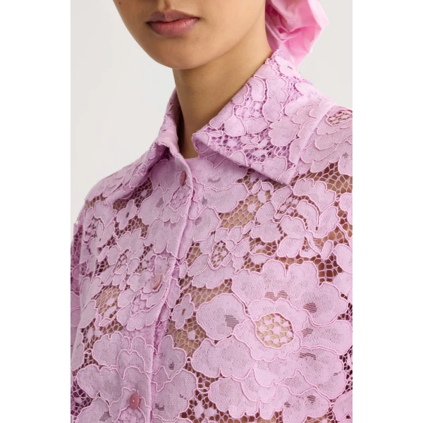 Eco-friendly cotton blend short-sleeved shirt in Pink Parfait - Image 4