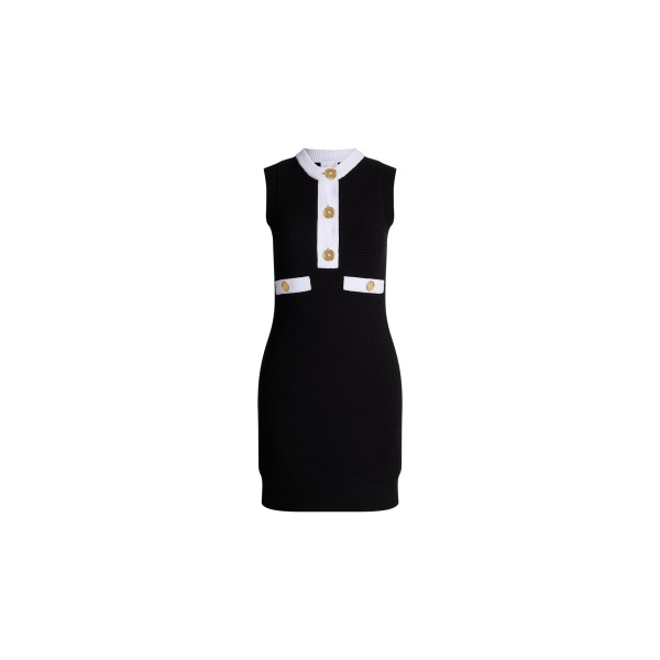 Patou Eco-friendly cotton blend sleeveless textured dress in Black