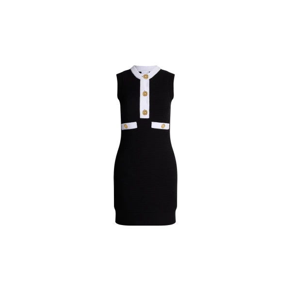 Patou Eco-friendly cotton blend sleeveless textured dress in Black