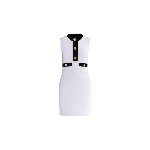 Patou Eco-friendly cotton blend sleeveless textured dress in White