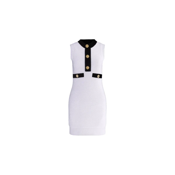 Patou Eco-friendly cotton blend sleeveless textured dress in White