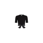 Patou Eco-friendly cotton blend t-shirt with recycled faille tie detail in Black