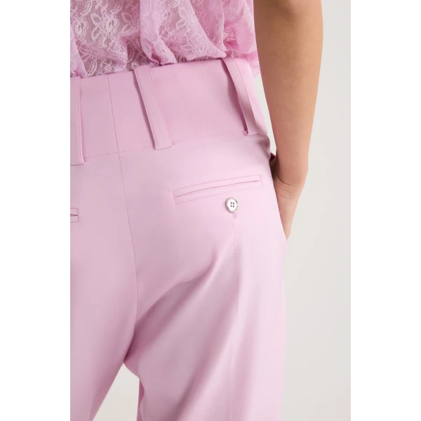 Eco-friendly wool wide straight leg trousers in Orchid Ice - Image 4